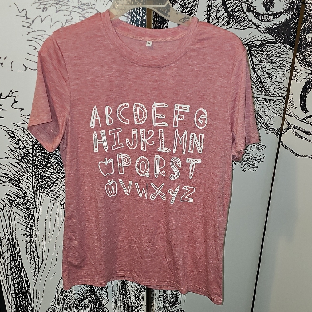 Alphabet Print Pink Tee